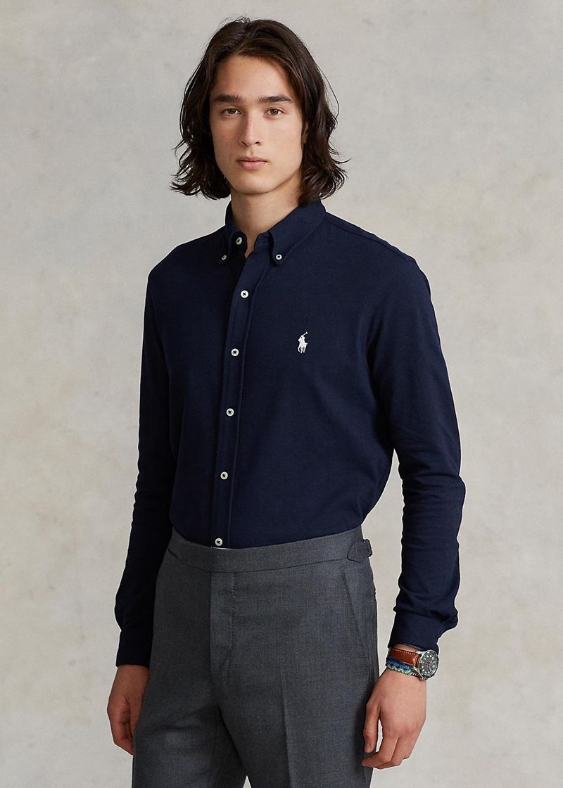 ポロ ラルフ ローレン シャツ メンズ ネイビー Featherweight Mesh WMCQF1826